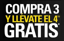 Compra 3 y llévate el 4to. grátis.